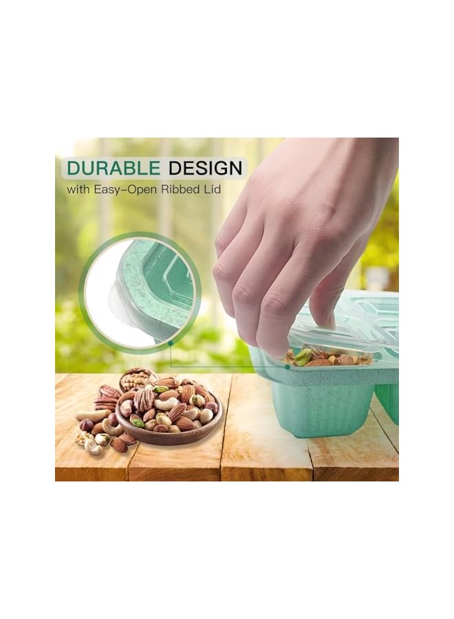 Green Tiger Snack Containers for Kids, 4PCS Snack Box Container with Compartment, 4 Compartment Bento Box for Kids, Reusable Meal Prep Lunchable Containers for Travel Work - Image 4