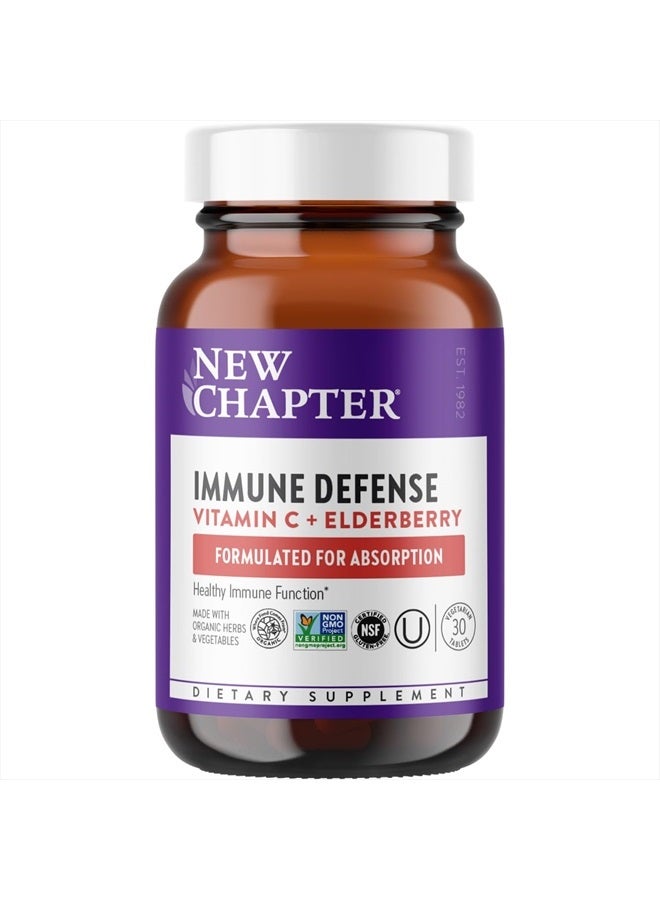 New Chapter ® Vitamin C Immune Defense Supplement + Elderberry – Excellent Source of Vitamin C, One Daily Tablet for Healthy Immune Support, Made with Organic Herbs, Non-GMO, Gluten Free, 30 ct - Image 1