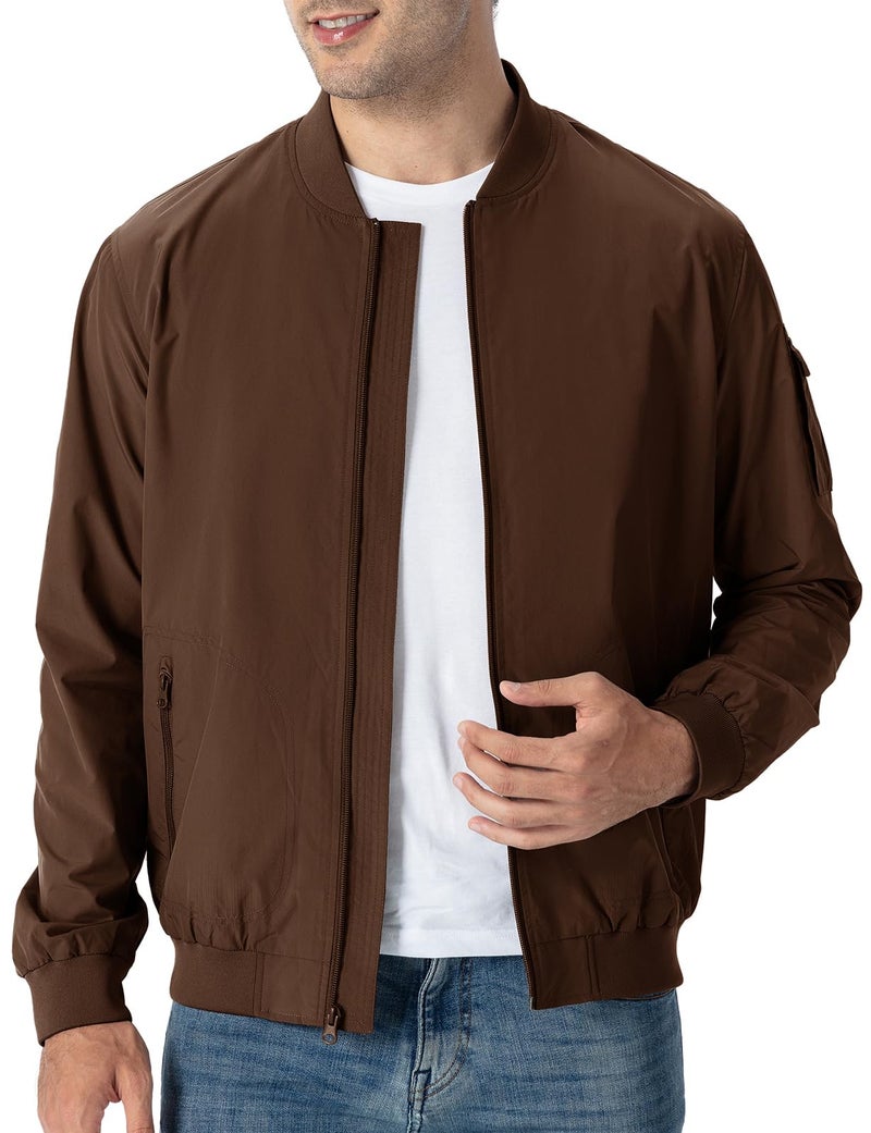 TBMPOY Men's Lightweight Bomber Jackets Light Windbreaker Casual Stylish Fall Golf Zip Up Fashion Dress Business Varsity Dark Coffee M - Image 2