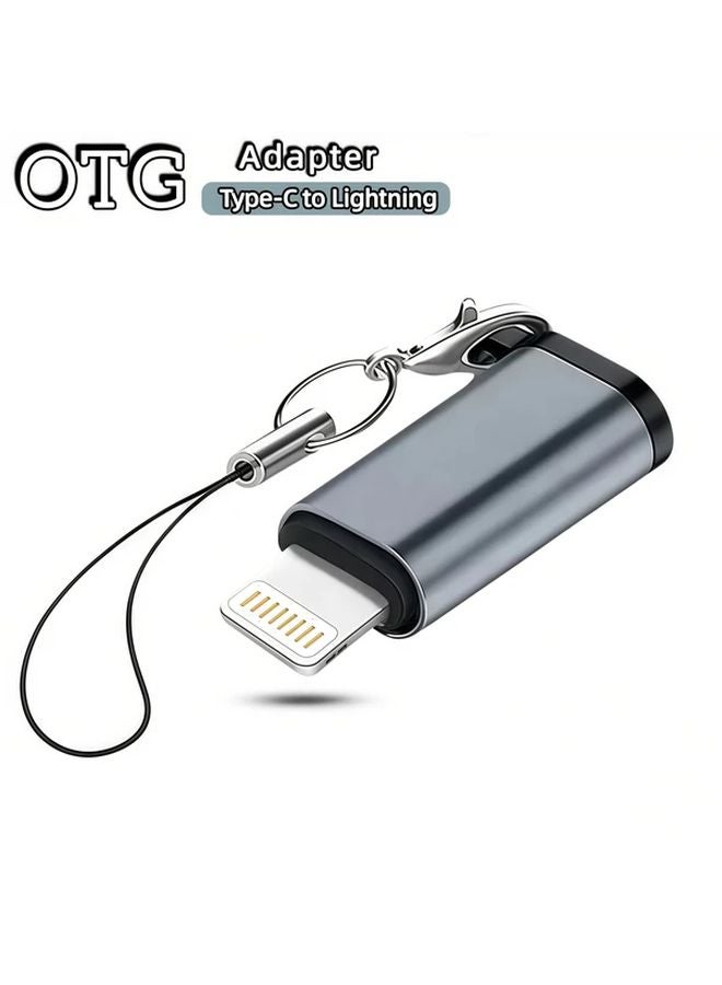 OTG Adapter USB C To Lightning With Lanyard Plug And Play Stable Charging Data Transfer - Image 1