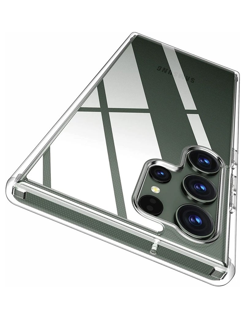 دبليو تيك سلسلة حافظة الوسادة الهوائية الشفافة المضادة للصدمات والمضادة للاصفرار لجهاز سامسونج جالكسي S24 ألترا 5G 2024 مع غطاء حافظة بلاستيكية مجانية - شفاف - Image 3