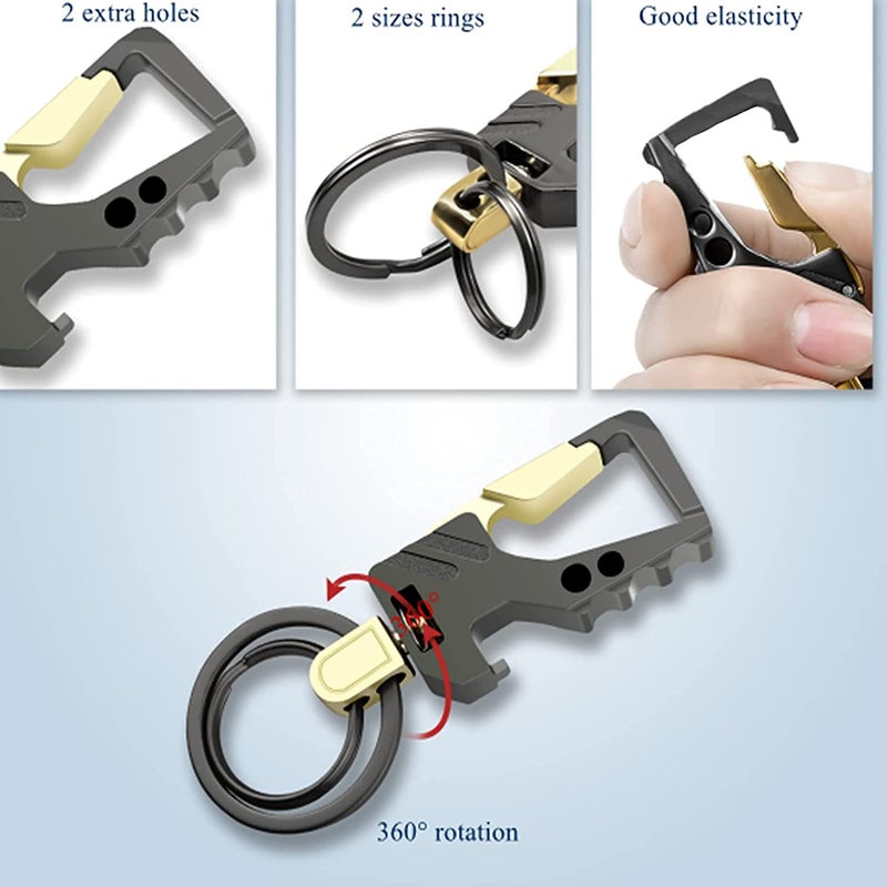 TechPro Stainless Steel Keychain Heavy Duty Car Key Chain For Men And Women, Black - Image 5