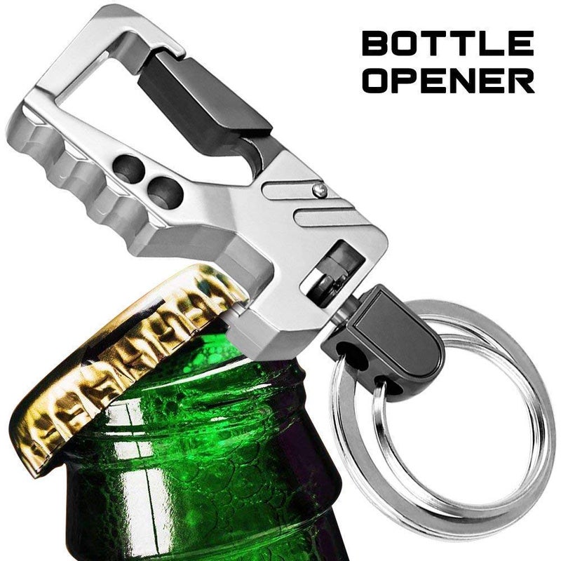TechPro Stainless Steel Keychain Heavy Duty Car Key Chain For Men And Women, Black - Image 3