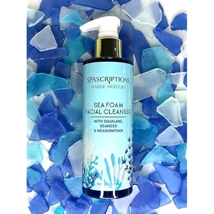 SpaScriptions Marine Moisture Sea Foam Facial Cleanser, Hydrating Foaming Face Cleanser, Purifying Daily Face Wash, Moisturizing, with Squalene, Seaweed & Meadowfoam, 7.4 oz - Image 3