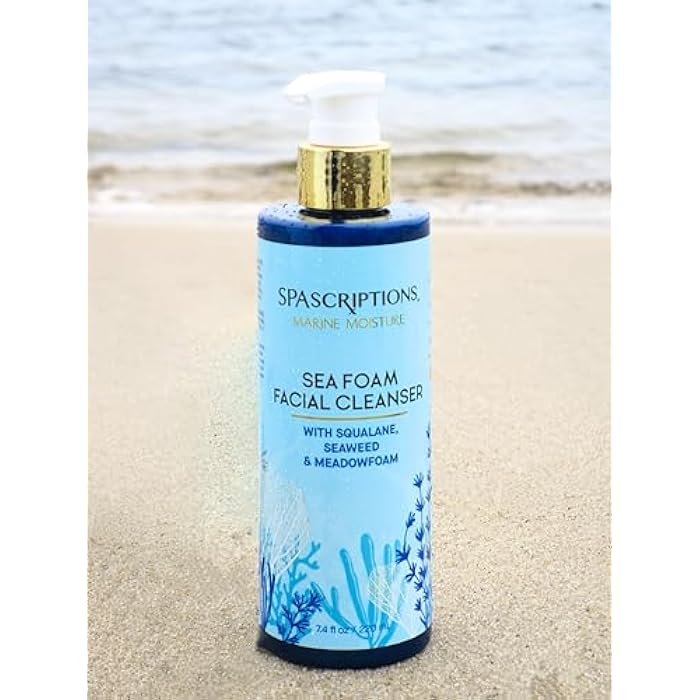 SpaScriptions Marine Moisture Sea Foam Facial Cleanser, Hydrating Foaming Face Cleanser, Purifying Daily Face Wash, Moisturizing, with Squalene, Seaweed & Meadowfoam, 7.4 oz - Image 4