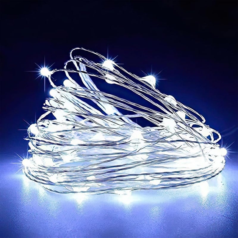 Homemory 2 Pack 33 Ft 100 LED Fairy Lights Battery Operated String Lights with Remote Waterproof 8 Modes Firefly le Christmas Lights for Christma Tree Wreath Decorations(Cool White) - Image 2