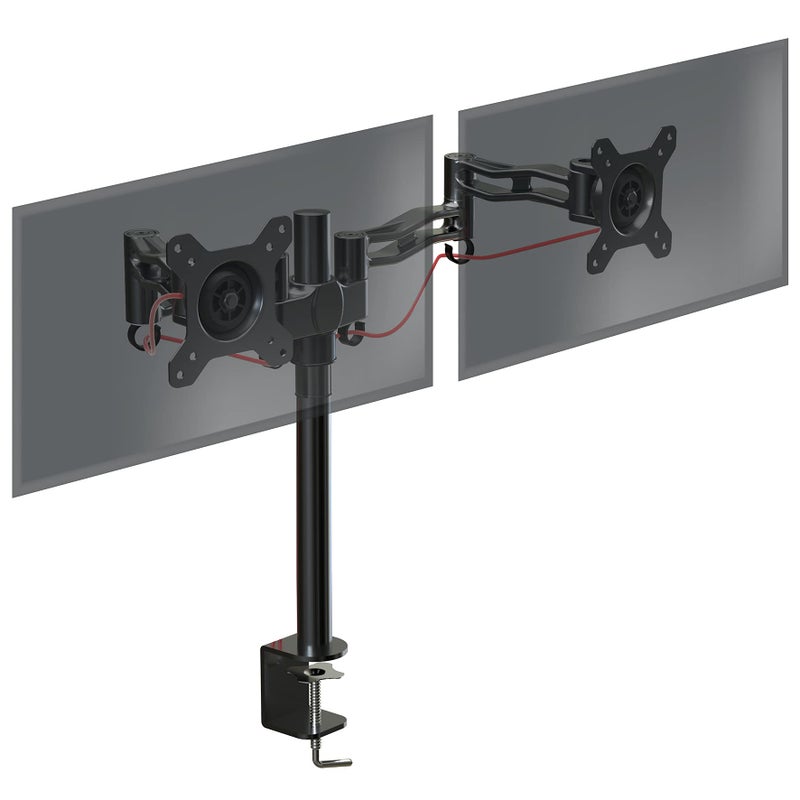 Duronic ذراع Duronic DM352 BK لشاشتين كمبيوتر | حامل مزدوج للشاشة بتصميم مريح | VESA 75 100 | قابل للتعديل في الارتفاع | دوار، مائل، قابل للتدوير | توافق عالمي - Image 1