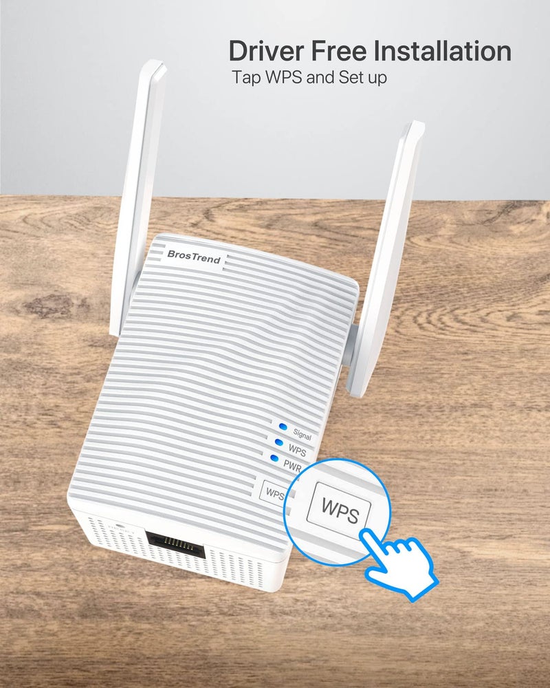 BrosTrend Dual Band 1200Mbps WiFi Bridge, Convert Your Wired Device to Wireless Network, Works with Any Ethernet-Enabled Devices, WiFi to Ethernet Adapter with Standard RJ45 LAN Port, Easy Setup