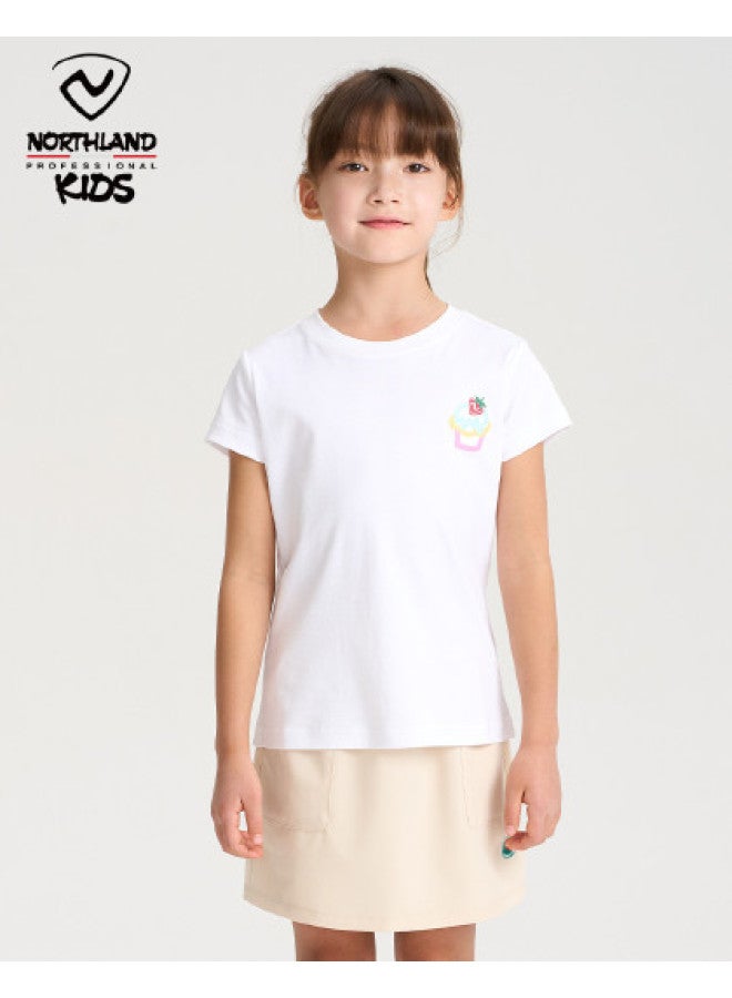 NorthLand Kids' Pure Cotton Short Sleeve T-shirt Girls' Sport Casual Top - Image 1