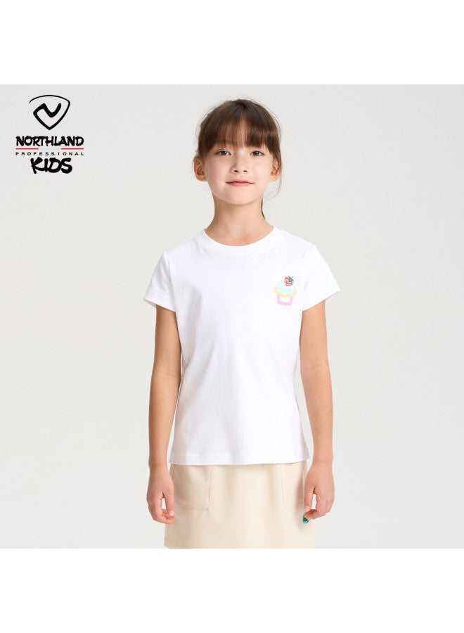 NorthLand Kids' Pure Cotton Short Sleeve T-shirt Girls' Sport Casual Top - Image 2