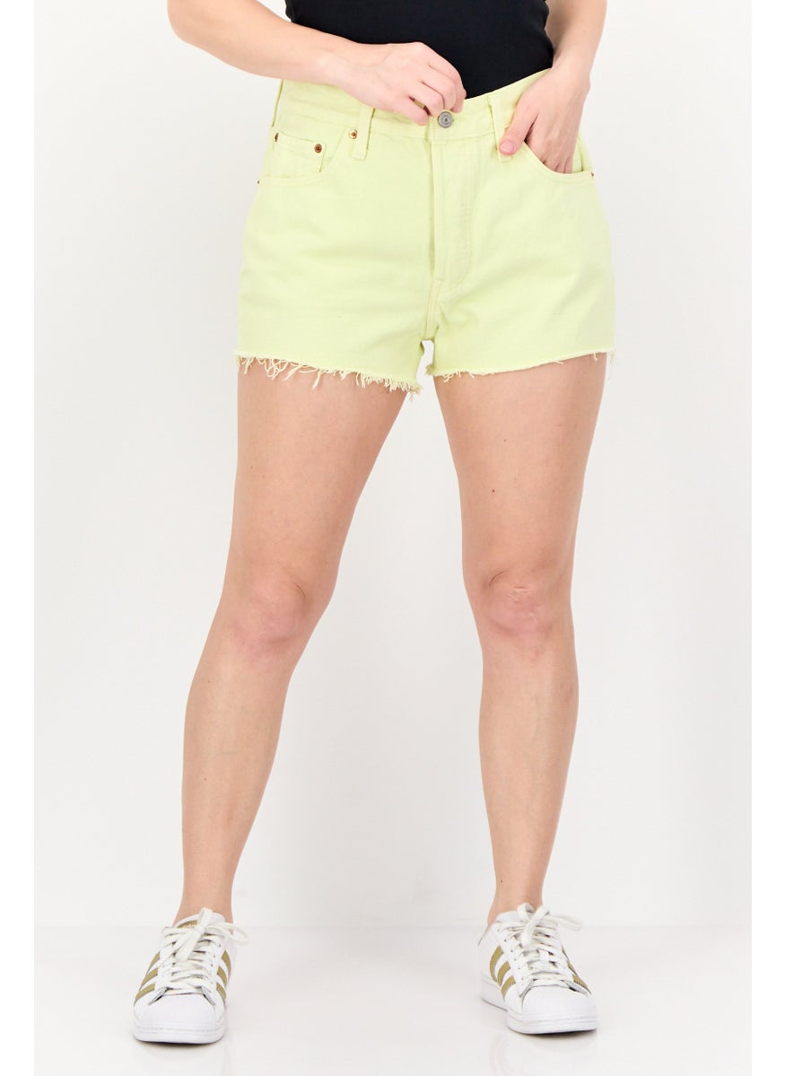 Levi's Women Solid Denim Shorts, Lime Green  - Image 1