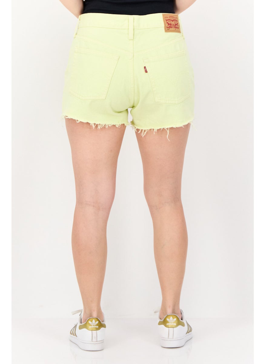 Levi's Women Solid Denim Shorts, Lime Green  - Image 4