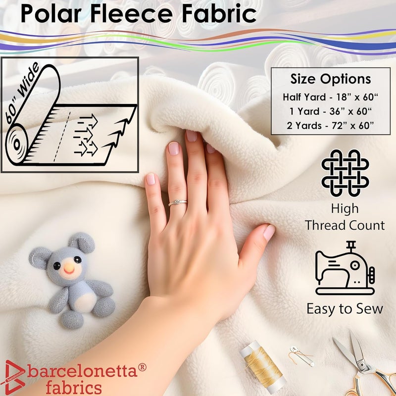 Barcelonetta | Fleece Fabric | Blanket Fabric | 72"X60" | Polar Fleece | Soft, Plush, Anti-Pill | Poncho, Pillow Cover, PJ Pants, Cushion, Liners, Eye Mask (Black, 2 Yards) - Image 3