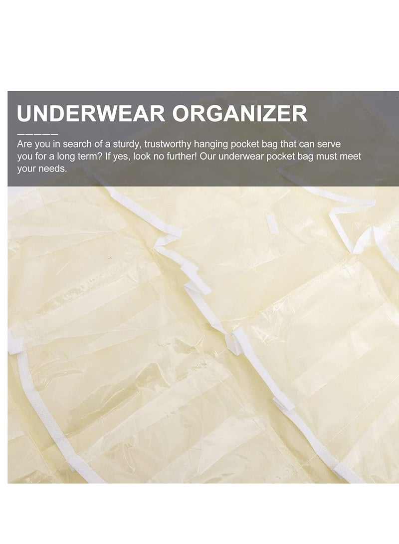 Baby Shoe Organizer 16Pockets Clear Hanging Bag Socks Bra Underwear Rack Hanger Storage Holder Beige  - Image 2