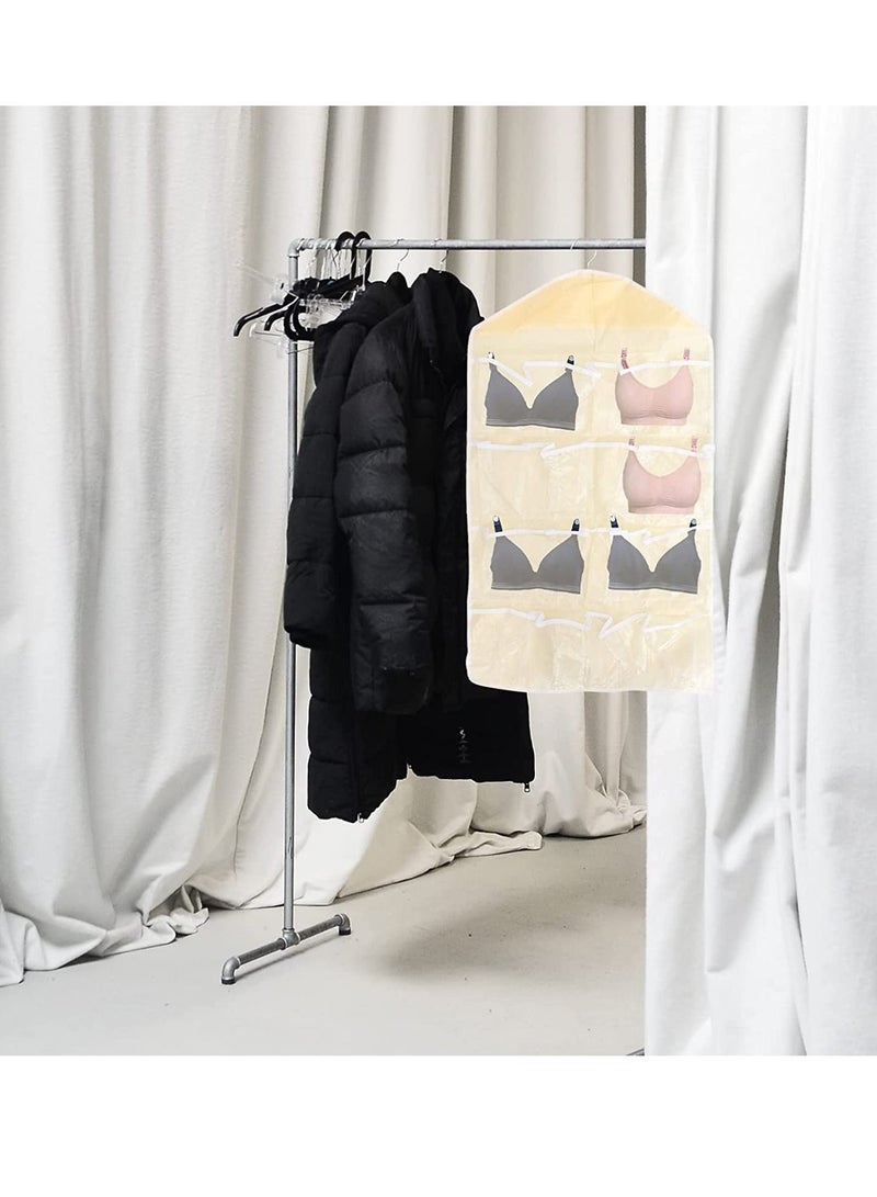 Baby Shoe Organizer 16Pockets Clear Hanging Bag Socks Bra Underwear Rack Hanger Storage Holder Beige  - Image 5