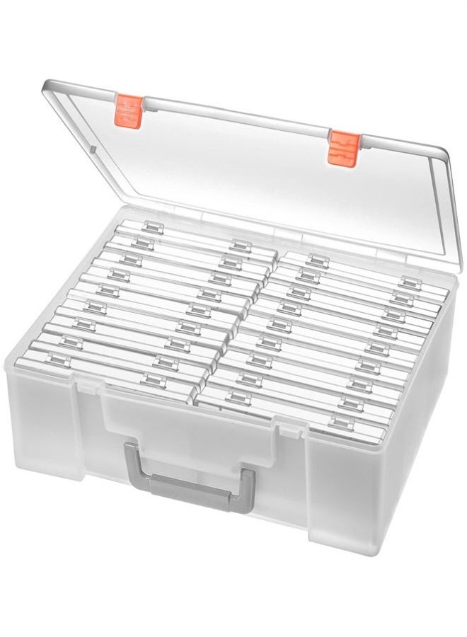 Clear Photo Storage Box, 4x6 Card Organizer with 18 Inner Storage Cases for Birthday Get Well Cards Photos, Crafts, Scrapbooking, Paper, Stickers, Tools Container Box  - Image 1