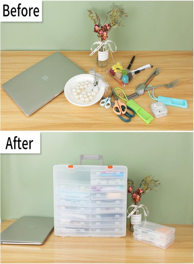 Clear Photo Storage Box, 4x6 Card Organizer with 18 Inner Storage Cases for Birthday Get Well Cards Photos, Crafts, Scrapbooking, Paper, Stickers, Tools Container Box  - Image 4