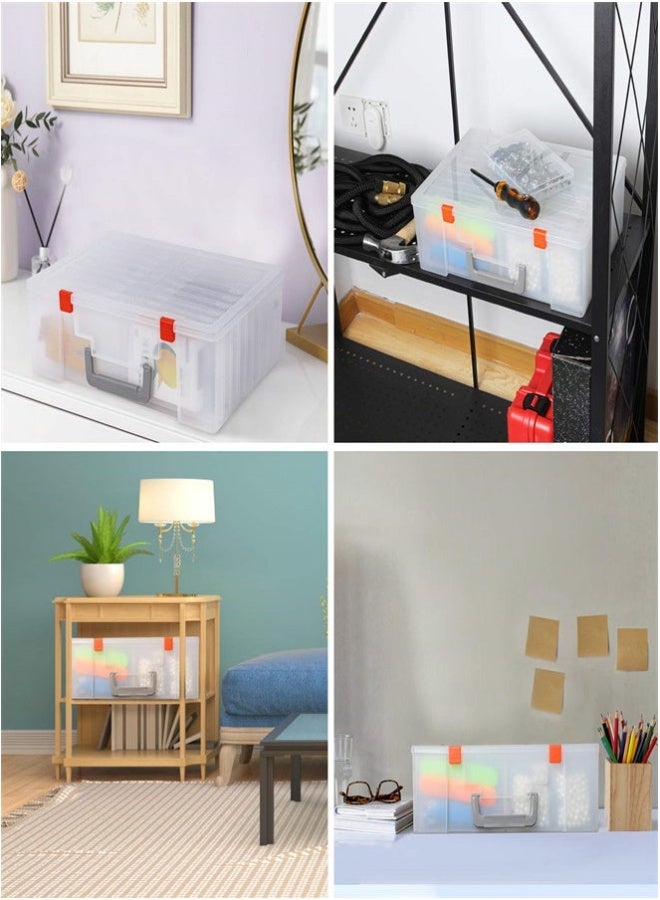 Clear Photo Storage Box, 4x6 Card Organizer with 18 Inner Storage Cases for Birthday Get Well Cards Photos, Crafts, Scrapbooking, Paper, Stickers, Tools Container Box  - Image 5