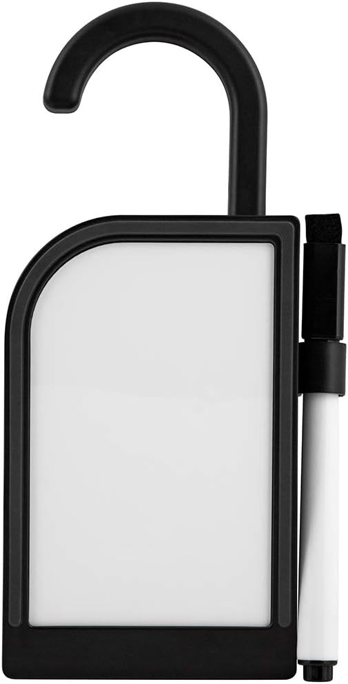 SoftTouch Hanging Doorstop with Dry Erase White Board Marker and Retractable Hook Black - Image 1