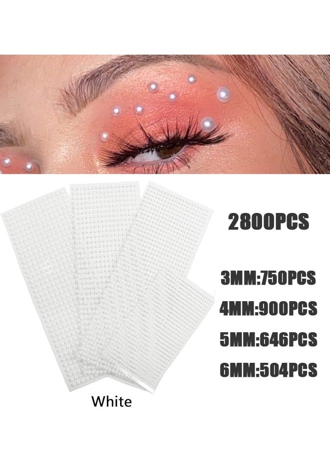 2800Pcs Self Adhesive Pearl Stickers, 4 Sheets different Size Pearls Sticker Gems for Hair, Face, Makeup, Eye, Nail, Crafts - Image 1