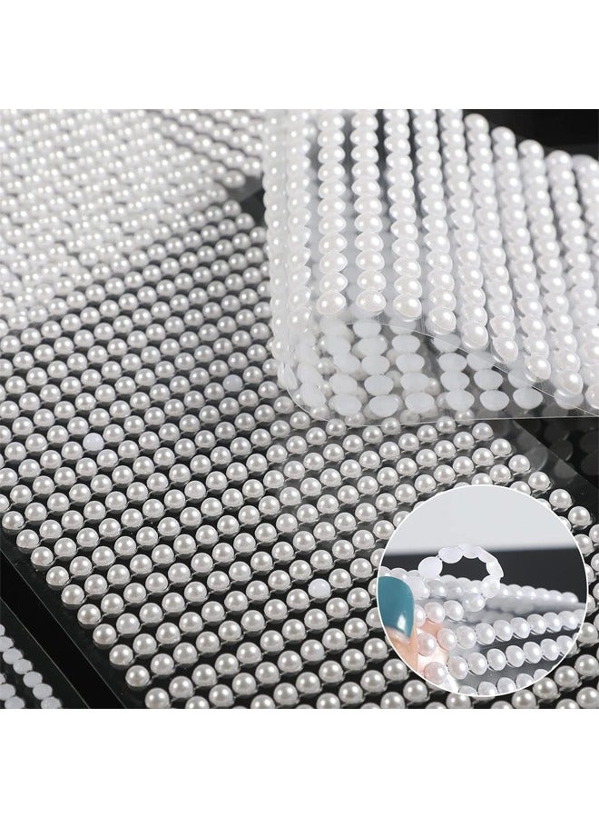 2800Pcs Self Adhesive Pearl Stickers, 4 Sheets different Size Pearls Sticker Gems for Hair, Face, Makeup, Eye, Nail, Crafts - Image 3