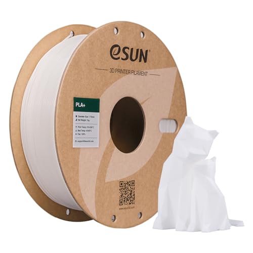 eSUN PLA Plus 3D Printer Filament - 1.75mm Diameter, +/-0.03mm Accuracy, 2.2LBS Spool, White - Image 1