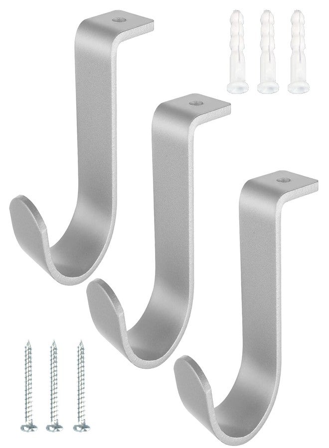 Kowibcl Curtain Rod Brackets for Ceiling-Mounted, Drapery Rod Holder for 1" Diameter Rod, Set of 3,Silver - Image 1