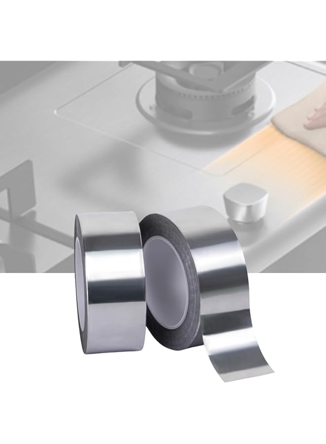 promass 2 PACK Aluminum Foil Tape, Foil Exhaust Duct Tapes Pipe Adhesive Insulation Tape for Ductwork Dryer Vents HVAC Pipe Sealing 2 Inch x 65 Feet - Image 1