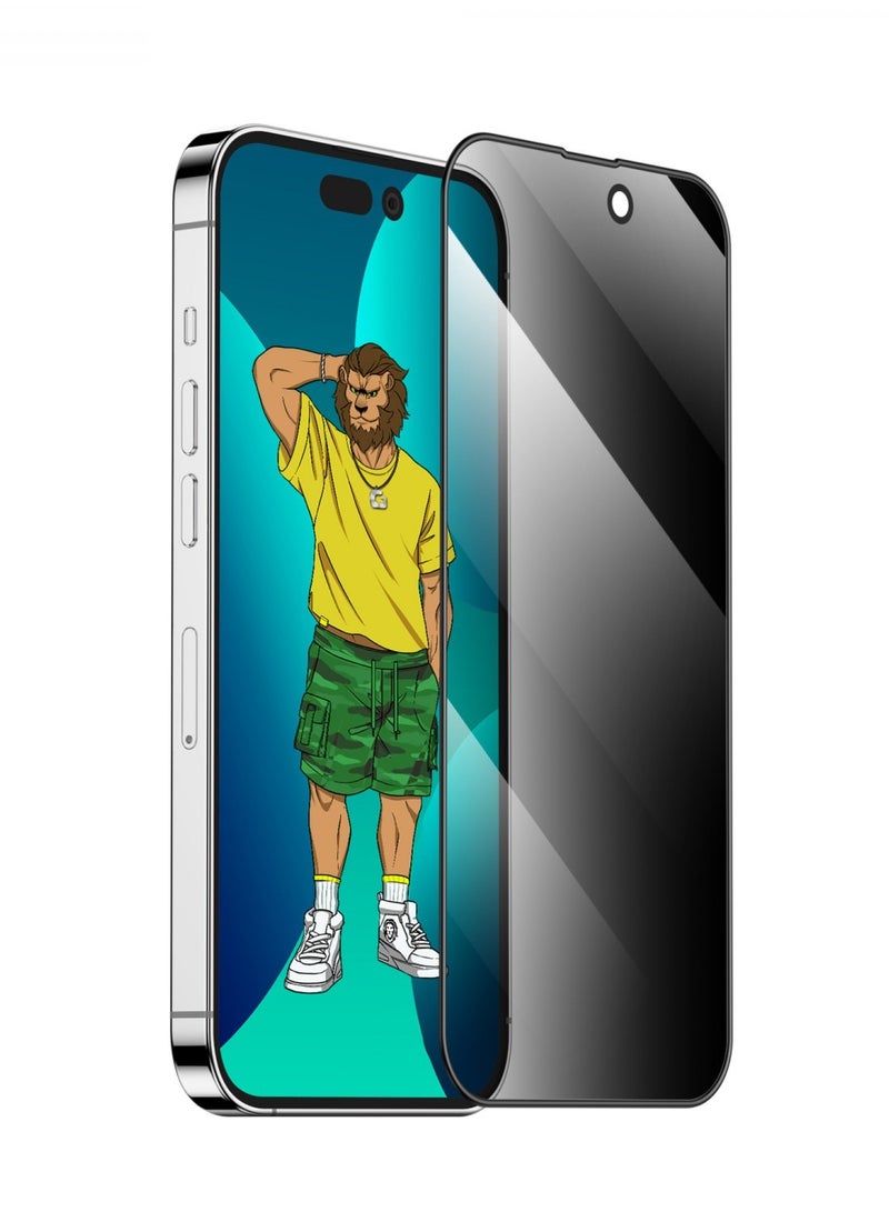 GREEN LION iPhone 14 Pro Max 6.7inch Glass 3D Silicone Privacy Screen Protector / Anti Fingerprint / Grease Resistance / Anti Scratch / Bubble Free / Blocked Side Viewing / Highly Responsive - Black Edge/Privacy - Image 1