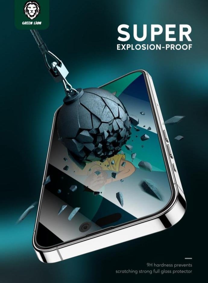 GREEN LION iPhone 14 Pro Max 6.7inch Glass 3D Silicone Privacy Screen Protector / Anti Fingerprint / Grease Resistance / Anti Scratch / Bubble Free / Blocked Side Viewing / Highly Responsive - Black Edge/Privacy - Image 5