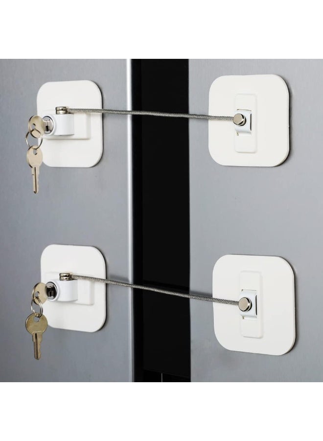 BAOWEIJD Refrigerator Locks, Fridge Lock, Freezer Lock with Key for Child Safety, Locks to Lock Fridge and Cabinets (White Fridge Lock-2Pack) - Image 1