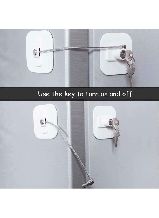 BAOWEIJD Refrigerator Locks, Fridge Lock, Freezer Lock with Key for Child Safety, Locks to Lock Fridge and Cabinets (White Fridge Lock-2Pack) - Image 2