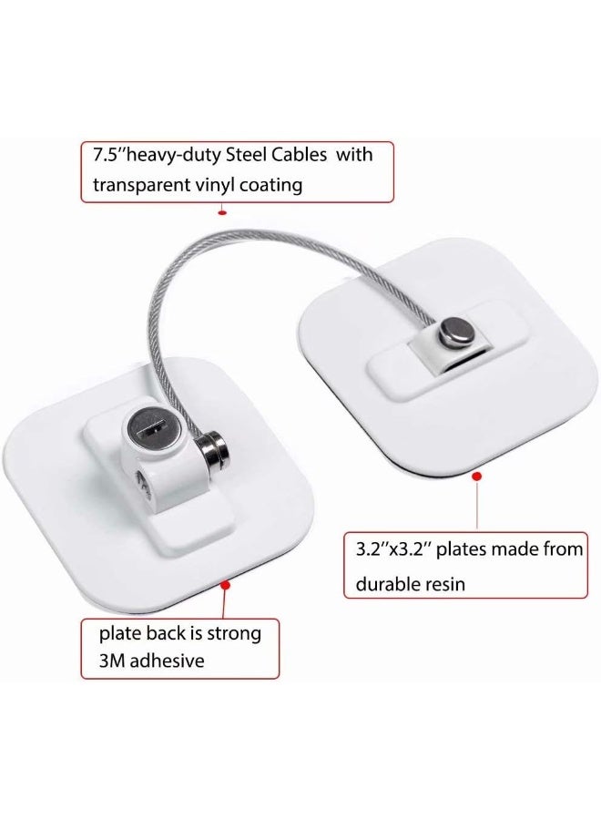 BAOWEIJD Refrigerator Locks, Fridge Lock, Freezer Lock with Key for Child Safety, Locks to Lock Fridge and Cabinets (White Fridge Lock-2Pack) - Image 4