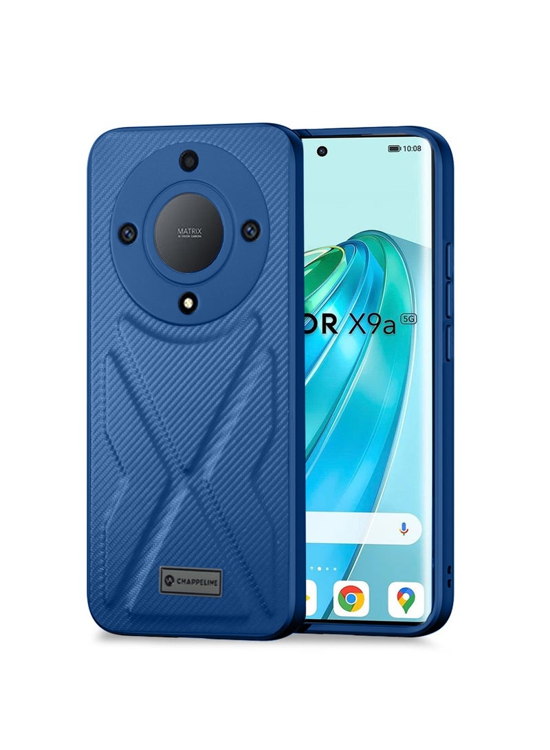 تشابي لاين  غطاء حماية من نسيج السيليكون الناعم لهاتف Honor X9a 5G 2023 باللون الأزرق الداكن - Image 1