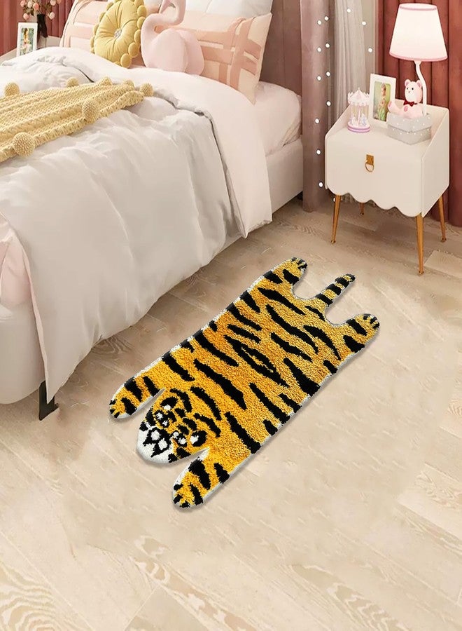 UKELER Kids Bathroom Rugs, Cute Tiger Shaped Nursery Rug Cartoon Bath Rug Non Slip Funny Accent Bedroom Rugs Absorbent Shag Bath Mats for Bathroom, Kids Room, Bathtub, Sink, Entry Way 35''×20'' - Image 4