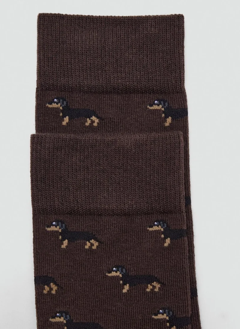 مانجو مان Dog-Print Cotton Socks