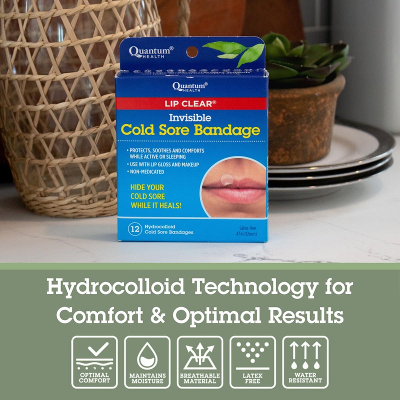 Quantum Health Lip Clear Invisible Cold Sore Patches for Lips Help Soothe Shield & Hide Cold Sores - Helps Prevent Contamination - Fever Blister Bandages for Women & Men - 12 Count - Image 4