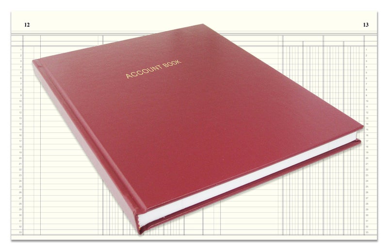 BookFactory Account Book/Ledger Book/Accounting/Account Notebook (4 Column/Four Columns Columnar Book Format) - 168 Pages, 8'' x 10'', Burgundy Cover, Section Sewn Hardbound (Made in USA) - Image 1