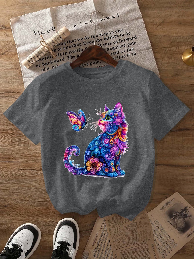 Independent Station Women'S Tops Round Neck Cartoon Printed Short-Sleeved T-Shirt-M - Image 1