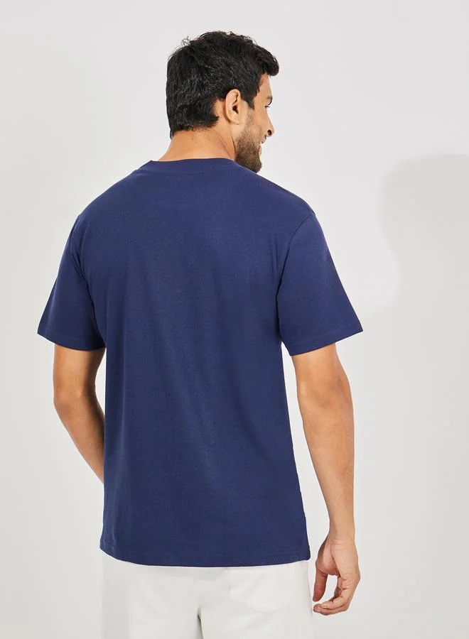 Styli Premium Interlock Mock Neck Detail Regular Fit T-Shirt