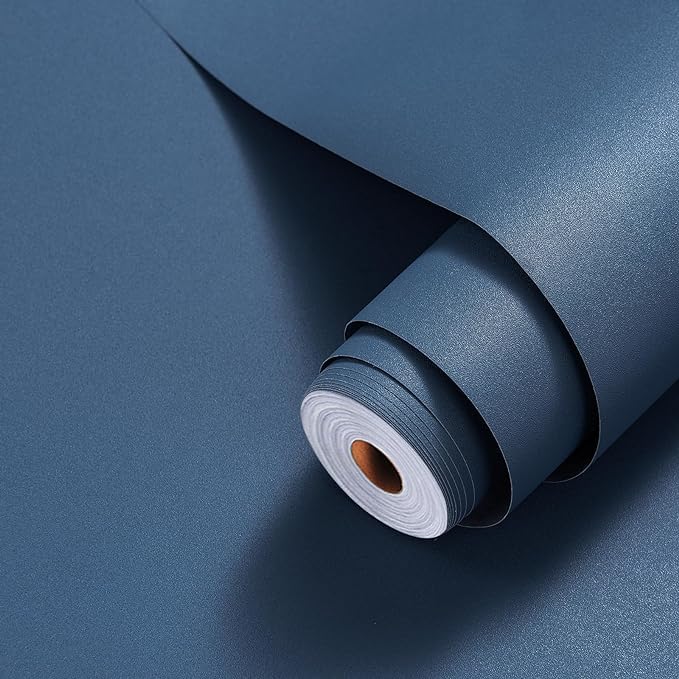 SUNBIRD Solid Matte Dark Blue Wood Peel and Stick Wallpaper Paper Decorative Self Adhesive Removable Vinyl Wall Paper Roll for Cabinets Kids Bedroom (24 X 60 Inch) - Image 1