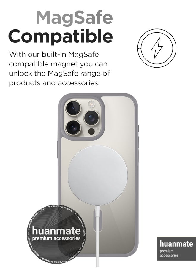 huanmate - Apple iPhone 16 Pro Max MagSafe Case Clear/Titanium- High Quality Strong Magnet, Wireless Charging Compatible, Shockproof Protection, Ultra Slim Anti-Scratch Magnetic Cover for Apple iPhone 16 Pro Max - Image 1