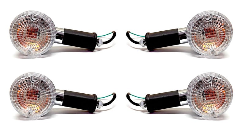 A2D Style OEM Bike Turn Signal Bike Inidicators Clear Glass Amber Light Set Of 4 Compatible with Royal Enfield Classic Chrome - Image 1