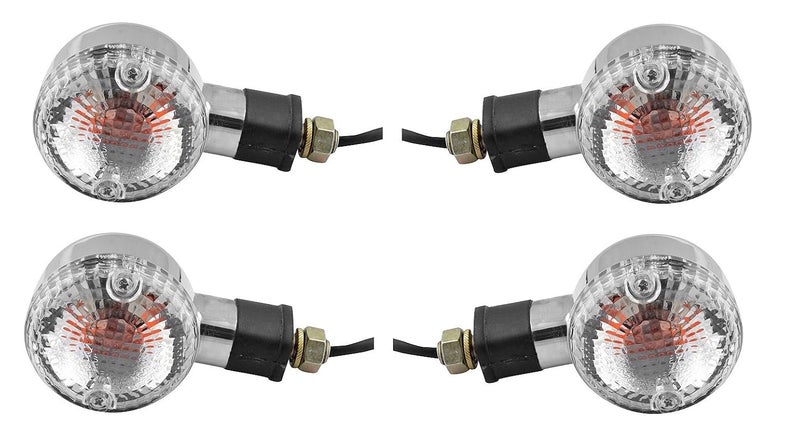 A2D Style OEM Bike Turn Signal Bike Inidicators Clear Glass Amber Light Set Of 4 Compatible with Royal Enfield Classic Chrome - Image 4