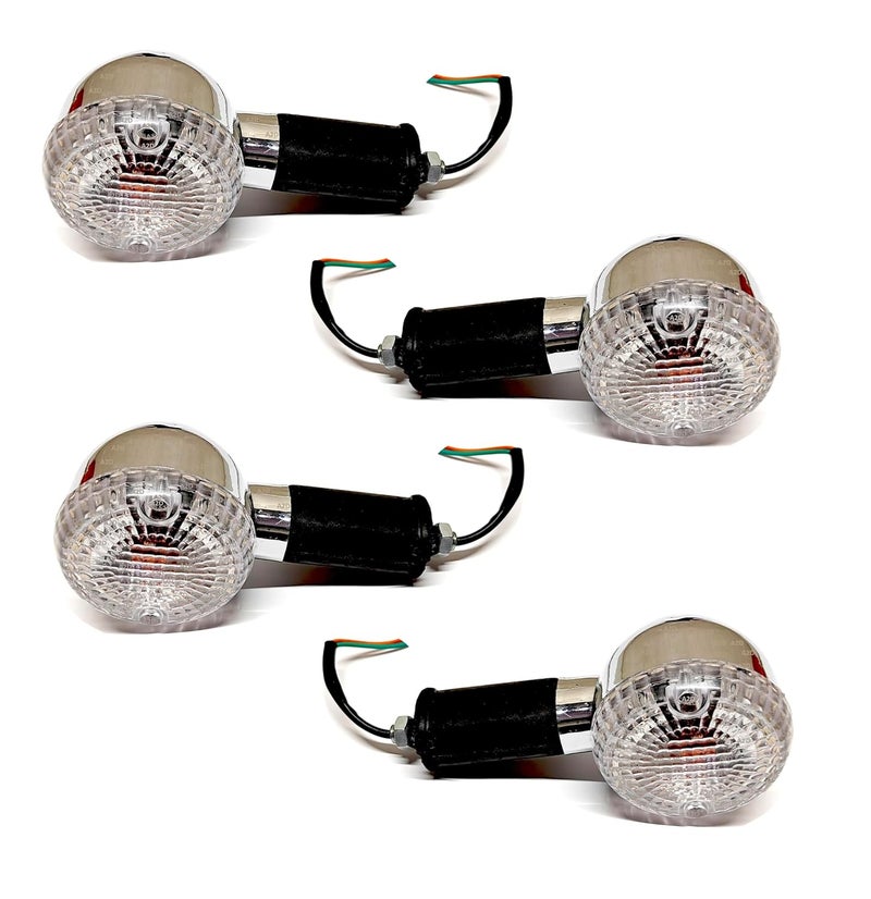 A2D Style OEM Bike Turn Signal Bike Inidicators Clear Glass Amber Light Set Of 4 Compatible with Royal Enfield Classic Chrome - Image 2