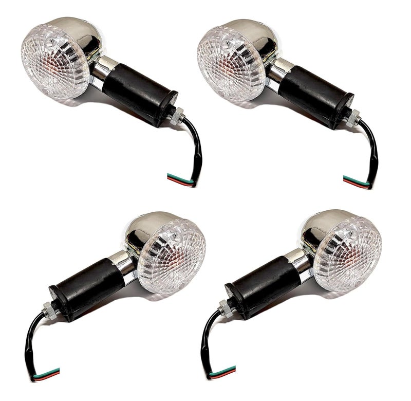 A2D Style OEM Bike Turn Signal Bike Inidicators Clear Glass Amber Light Set Of 4 Compatible with Royal Enfield Classic Chrome - Image 5