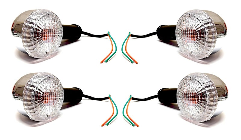 A2D Style OEM Bike Turn Signal Bike Inidicators Clear Glass Amber Light Set Of 4 Compatible with Royal Enfield Classic Chrome - Image 3