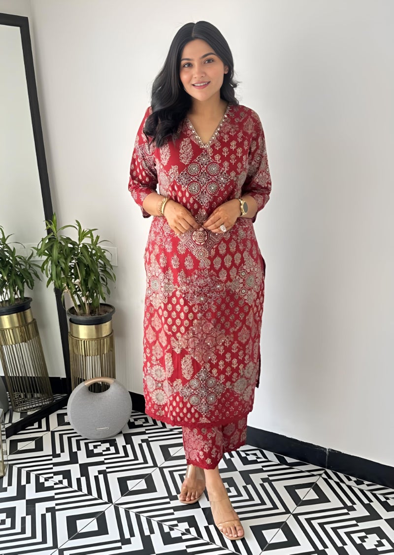 Yashika Women's Cotton Blend Trendy Regular Fit Solid Printed Kurti with Stright Bottom |Kurti Set for Women (AZ-YS-OG-KS2222-S) - Image 2