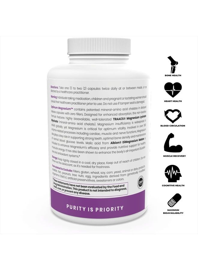 Pure Therapro Rx Optimum Magnesium - 240 Delayed Release Veg Caps | 250mg Elemental TRAACS Magnesium Lysyl Glycinate Chelate & Albion DiMagnesium Malate | Formulated for Enhanced Absorption | Non GMO | Lab Tested - Image 3