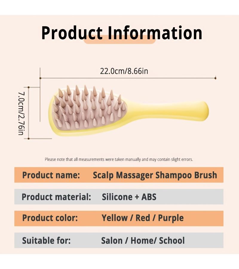 Taro Purple Silicone Hair Washing Brush Long Handle Scalp Massage Anti Dandruff Comb - Image 3